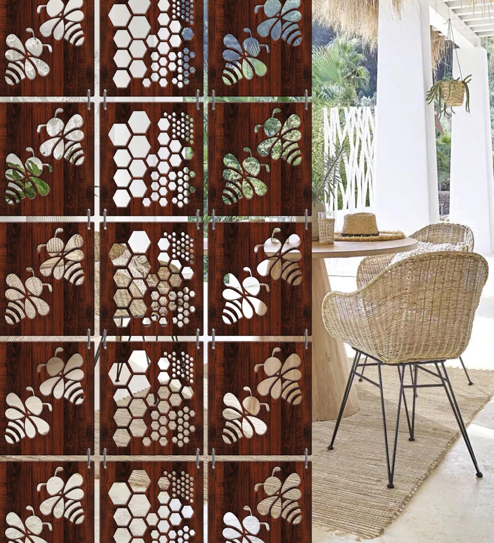 Walnut Engineered Wood Hanging Wood Divider