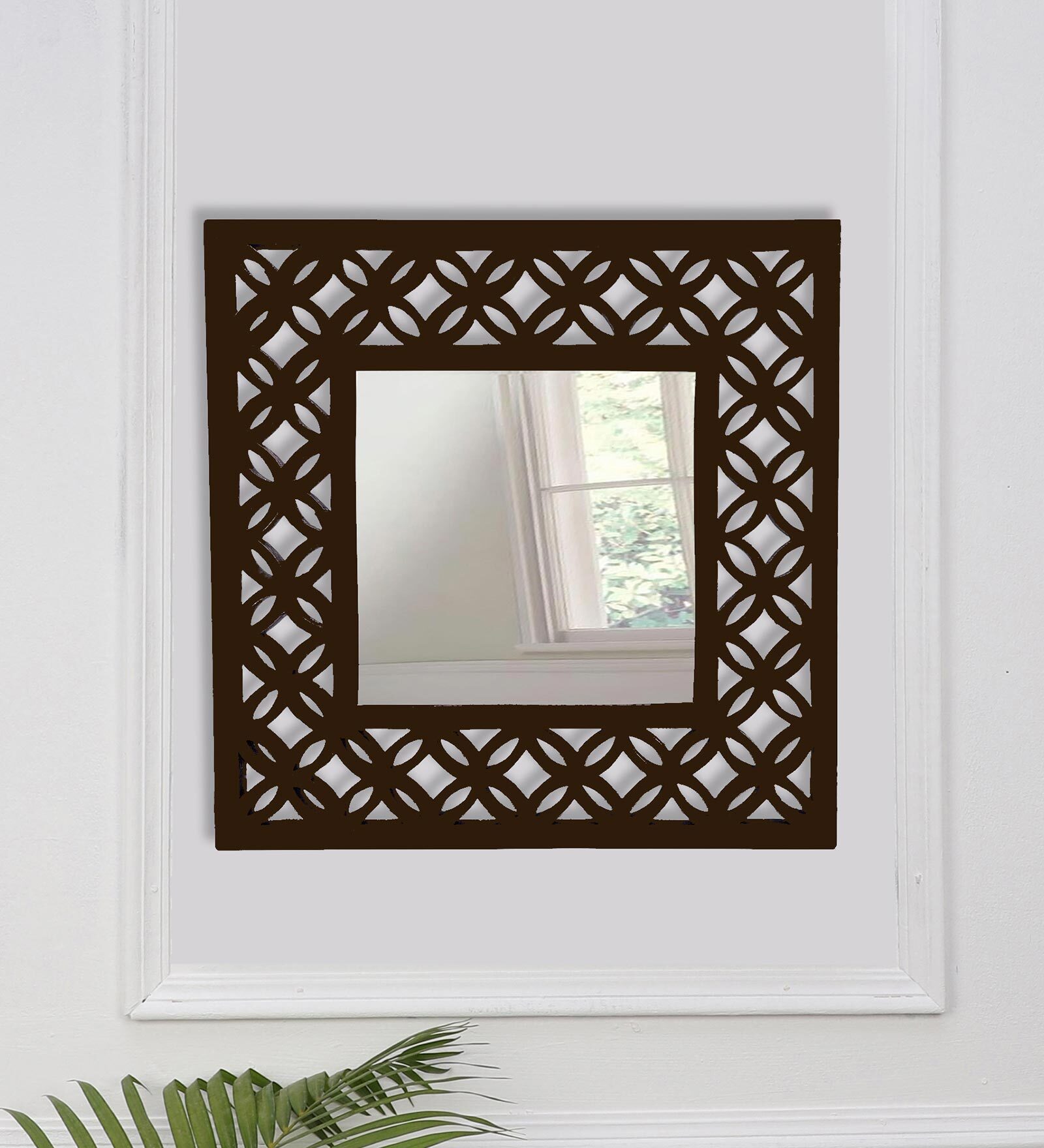 Walnut Finish MDF Decorative Mirror