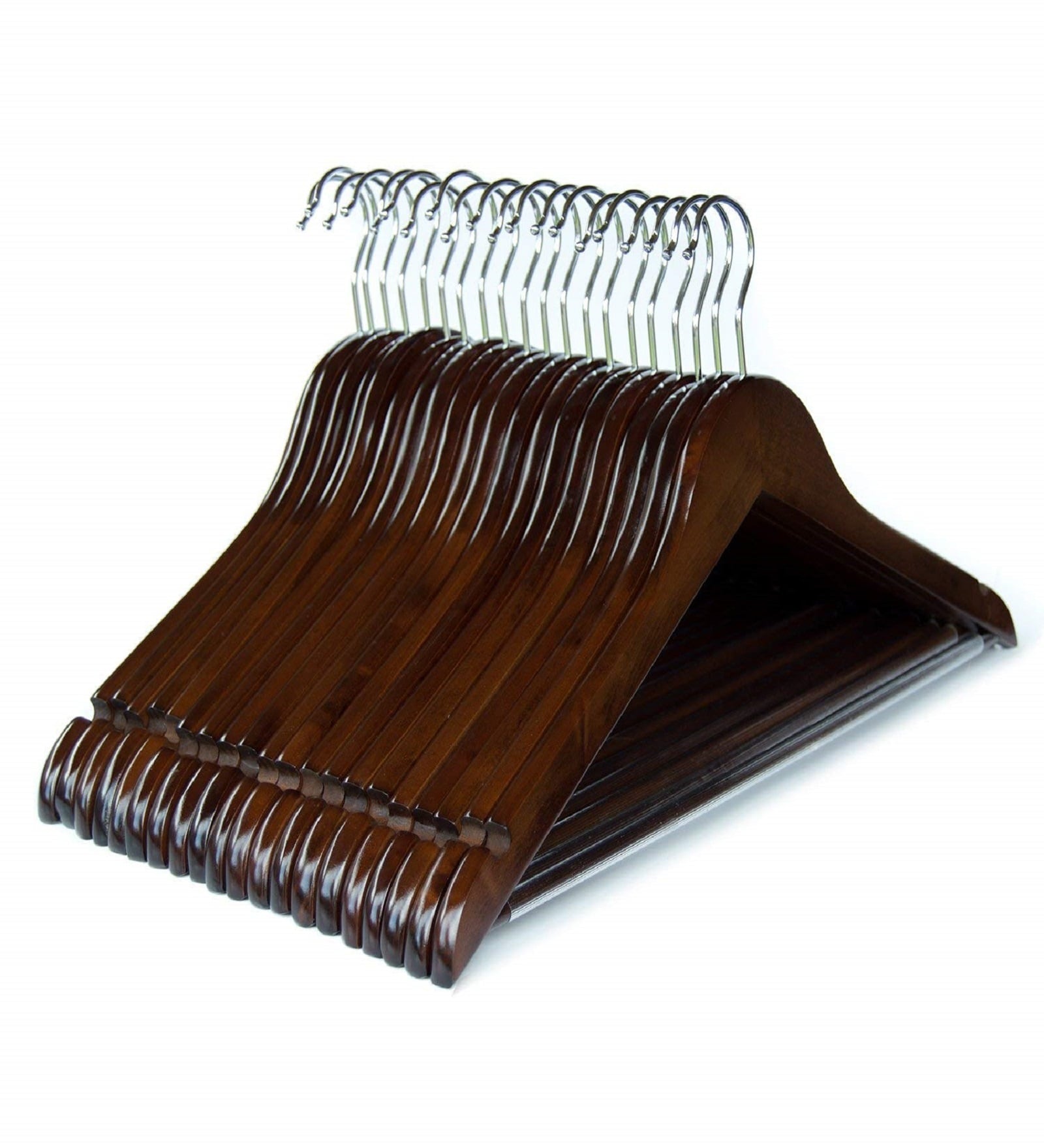 Buy Walnut Wood 1 Hook Cloth Hangers (Set Of 12) By STAR WORK at 41