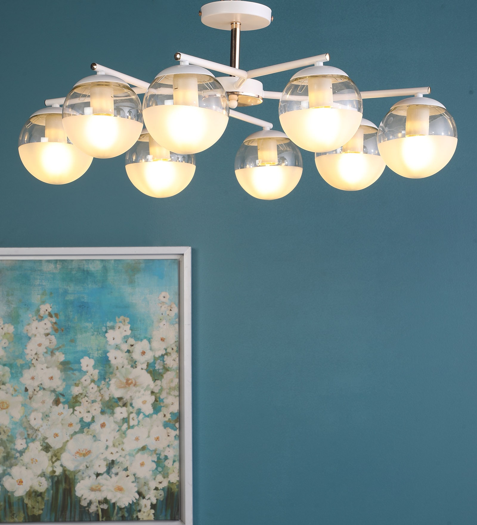 Blaise White Glass Globe Chandelier