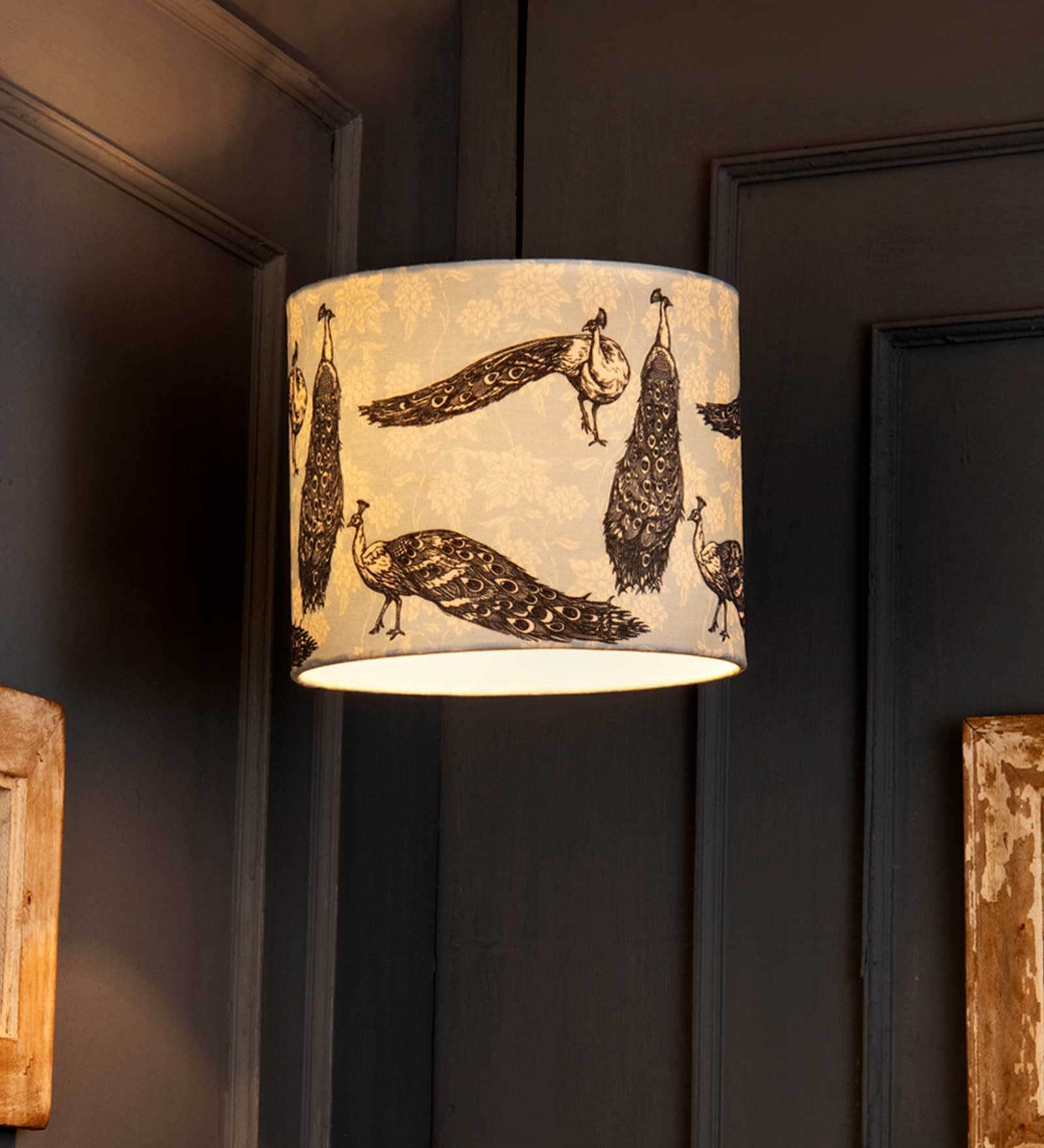 Wandering Peacocks Multicolor Fabric Single Hanging Light