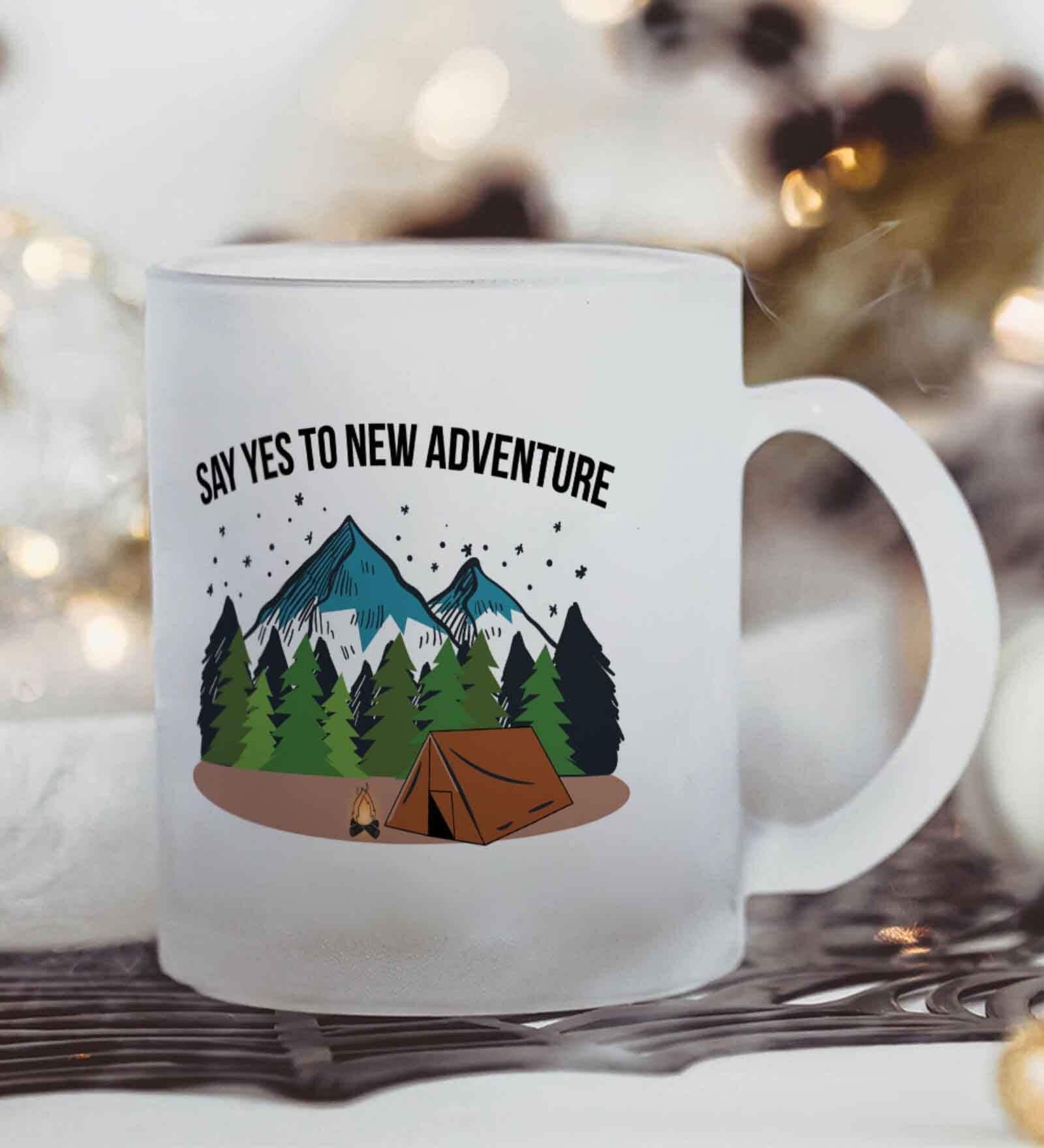 Wanderlust Frosted White 350ml Glass Coffee Mug