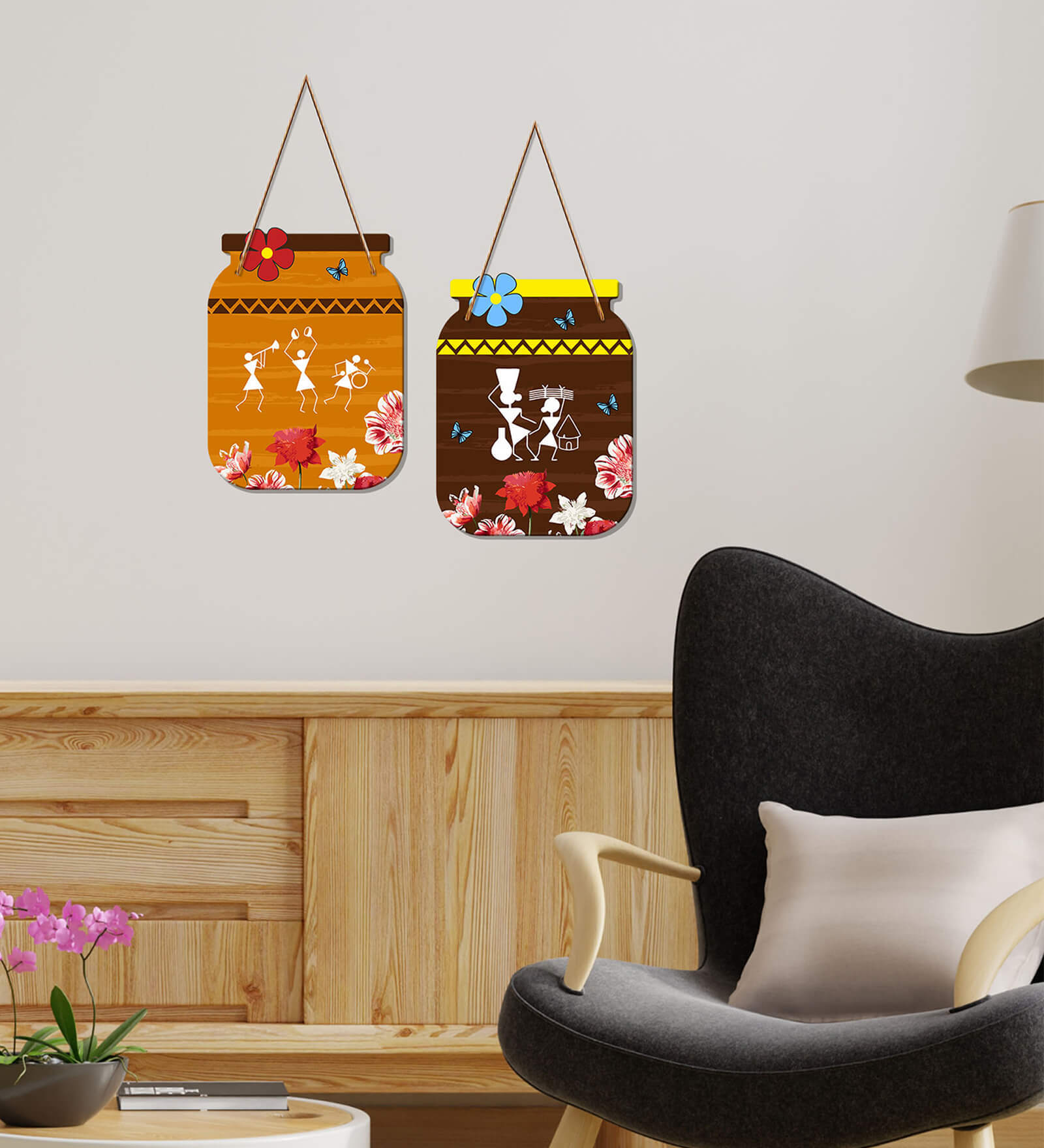 Warli Multicolour Engineered Wood Wall Hanging Quotes