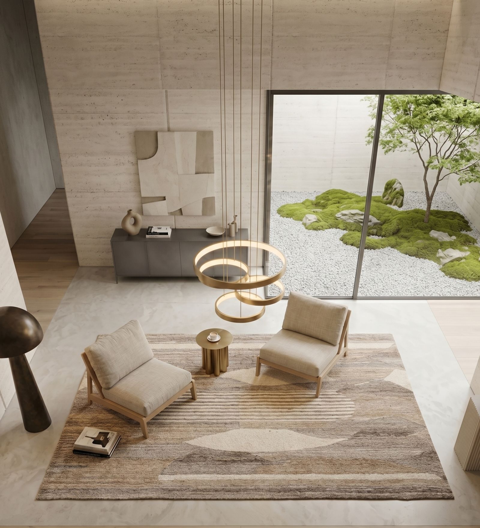 Beige Geometrical Woolen 72 x 108 Inches Hand Tufted Rug