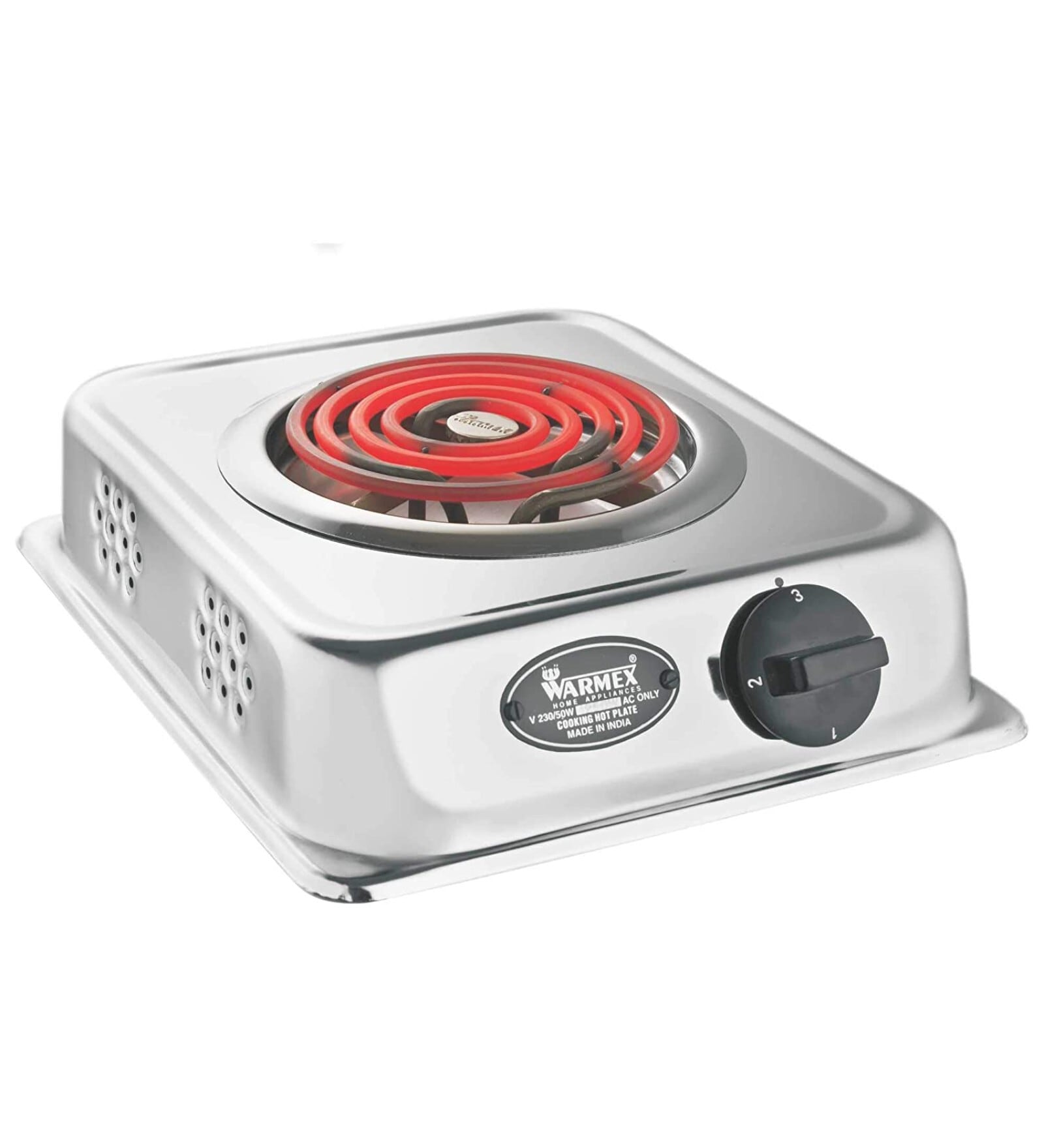 Warmex GC-1250 Electric G. Coil Hot Plate with Rotary Switch Round-1250 Watt Induction (Chrome)