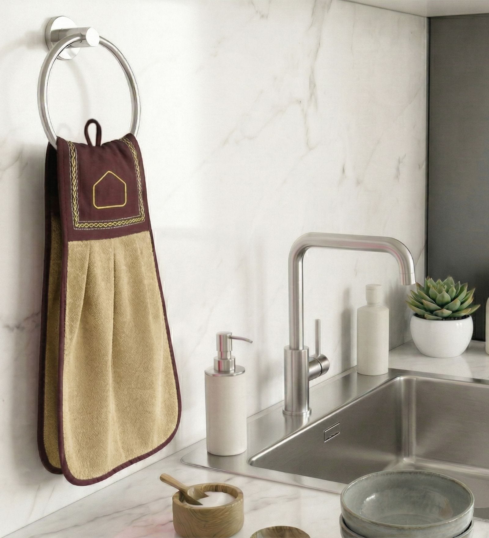 Beige 300 GSM Cotton Kitchen Hand Towel