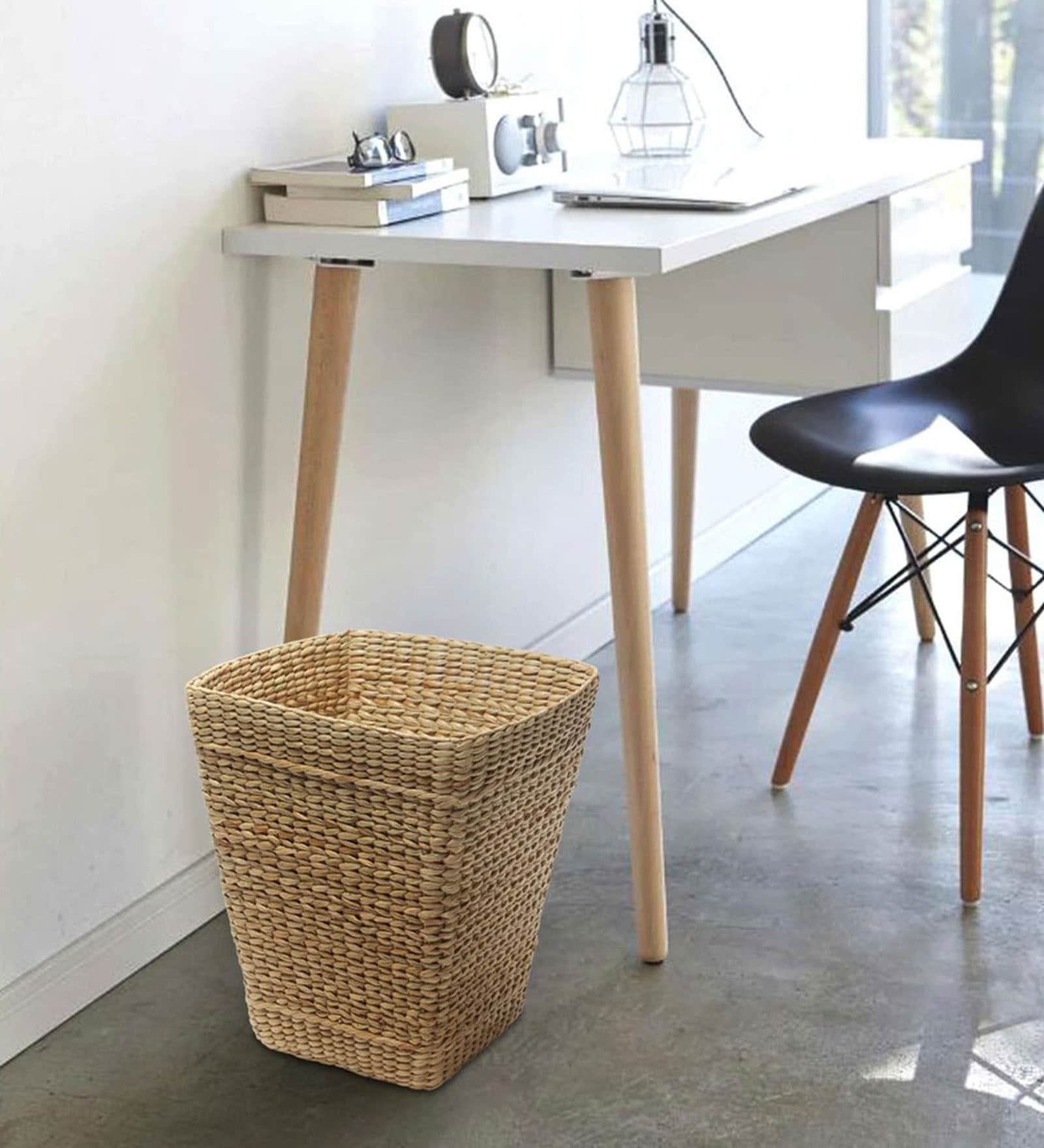 (1Pc) Beige Seagrass Handmade Eco-Friendly Dustbin