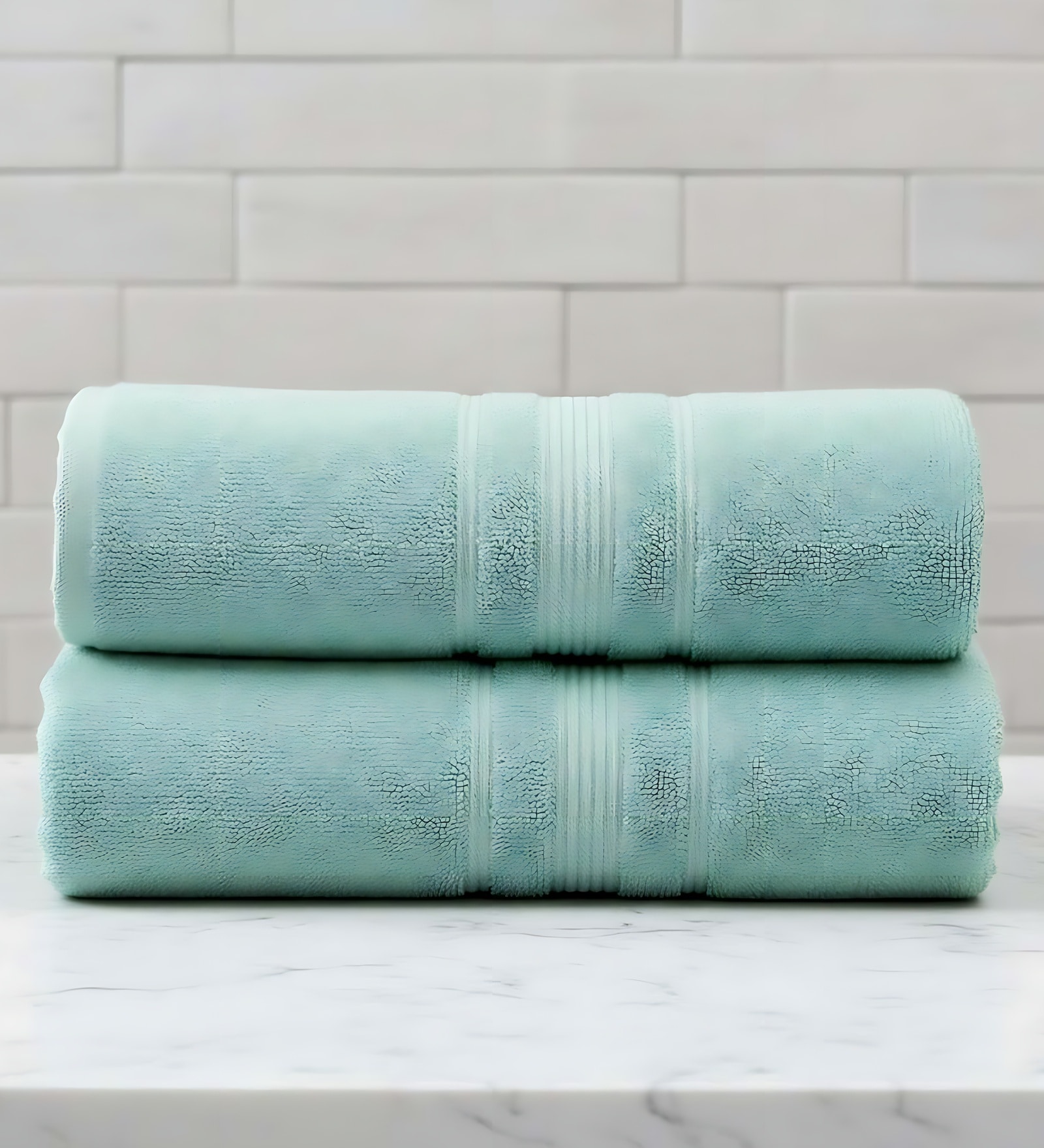 Water Green Soft Cotton 500 GSM Solid Bath Towel Pack Of 2