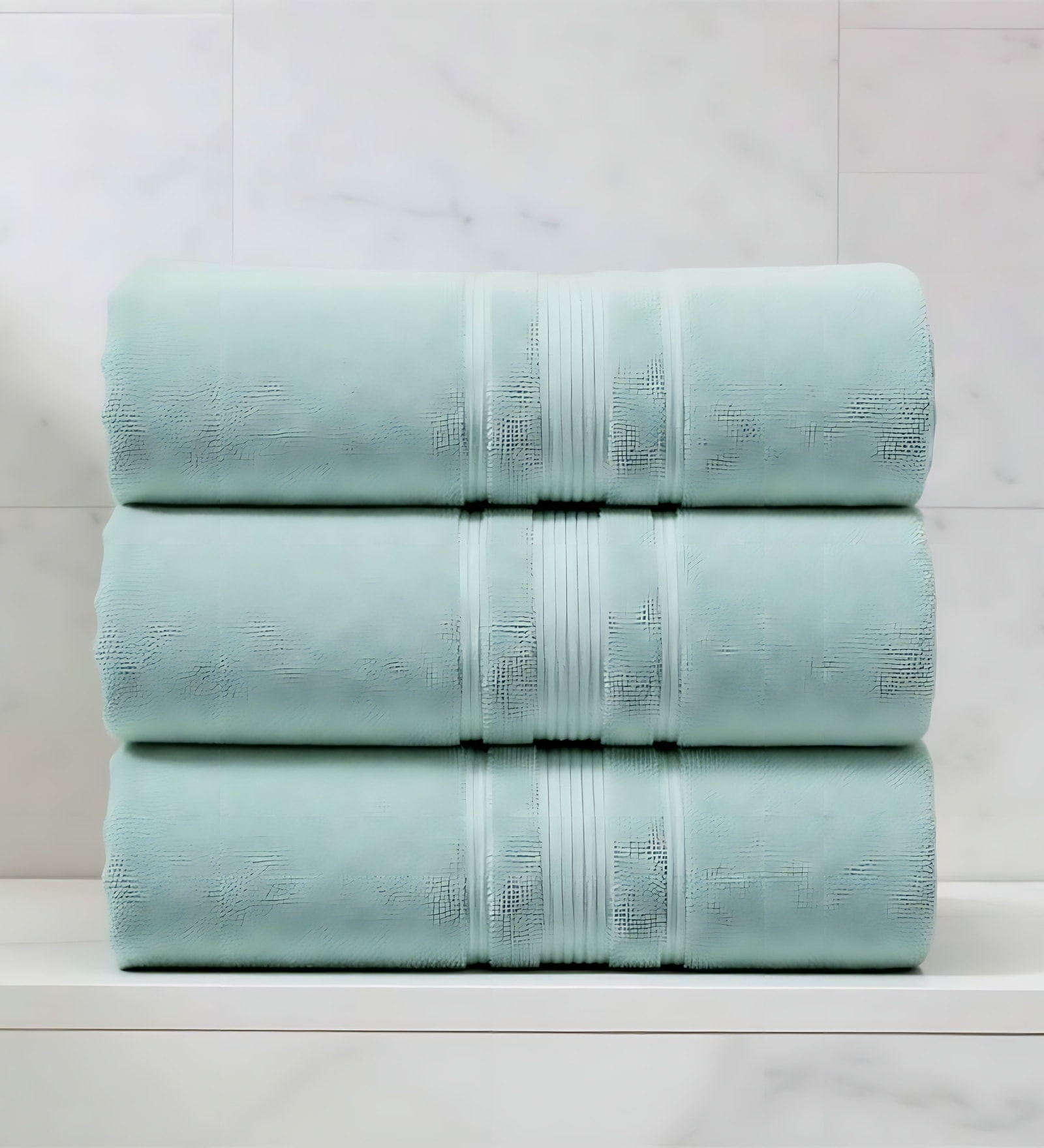 Water Green Soft Cotton 500 GSM Solid Bath Towel Pack Of 3