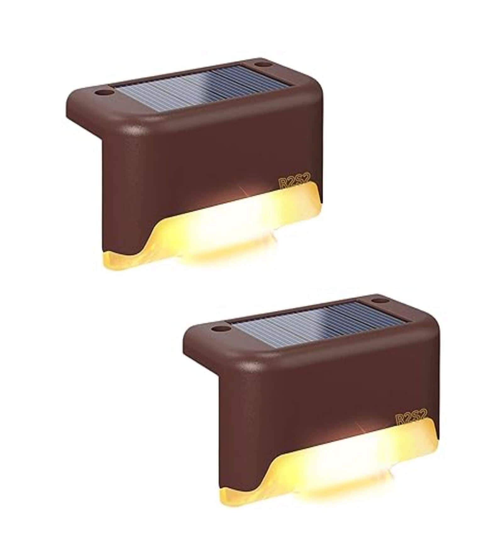 Waterproof (Set of 2) LED Solar Outdoor Step/fence Light (Brown)