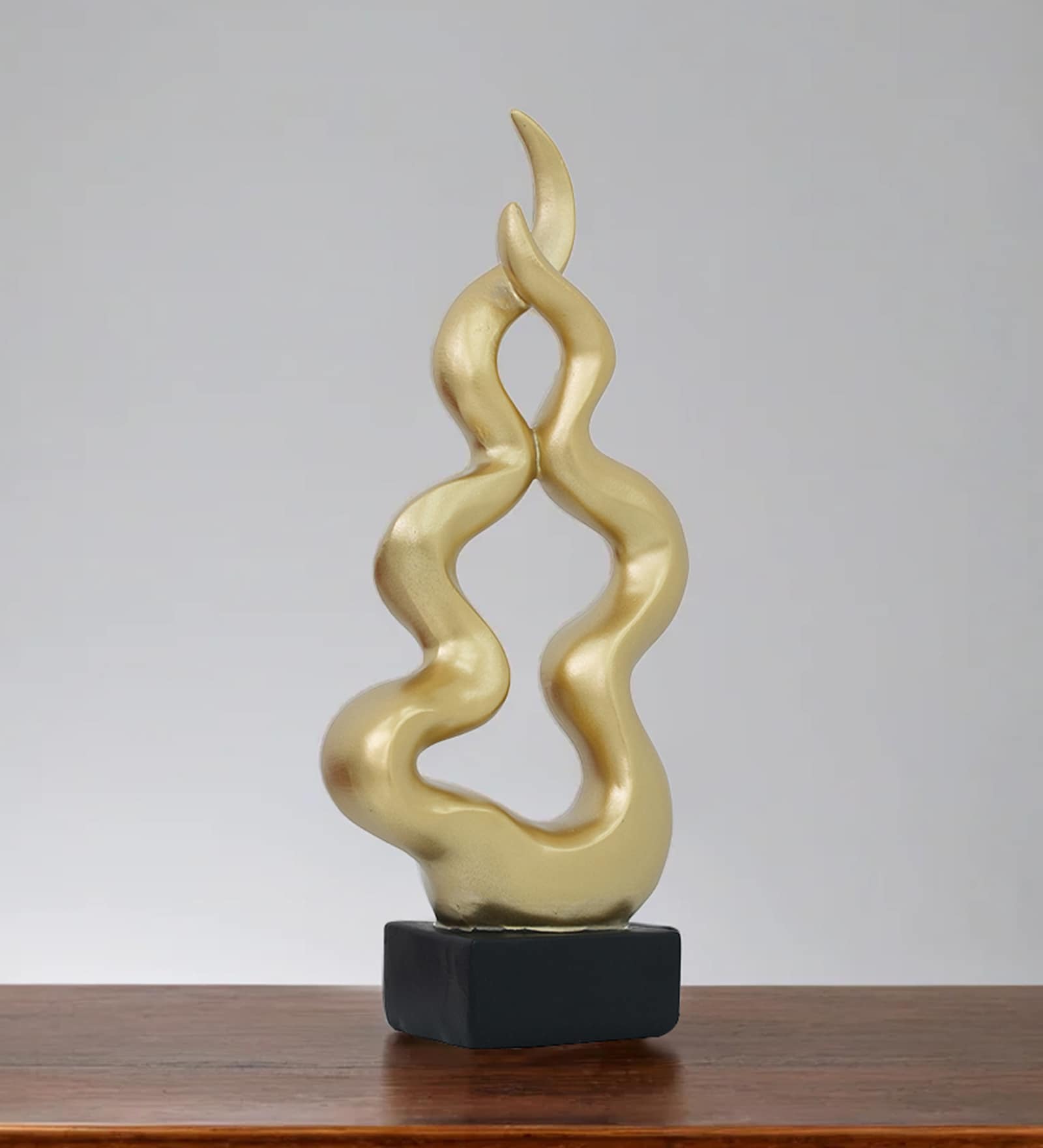 Wave Crest Abstract Golden Finish Resin Material Table d cor