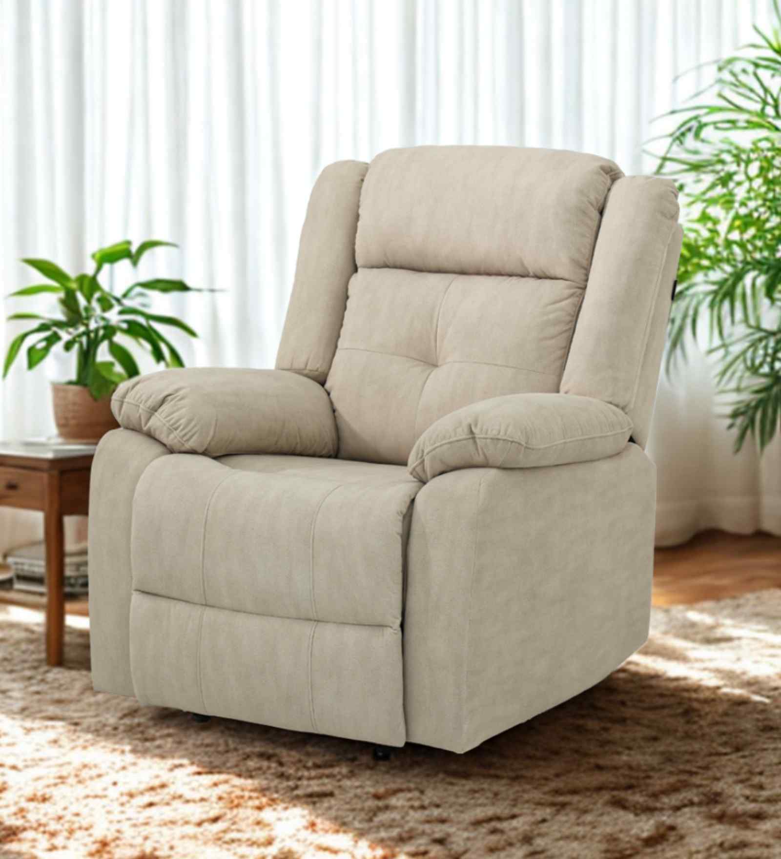Wave Manaul 1 Seater Recliner With Rocker In Beige Color Wave Manaul 1 Seater Recliner With Rocker In Beige Color