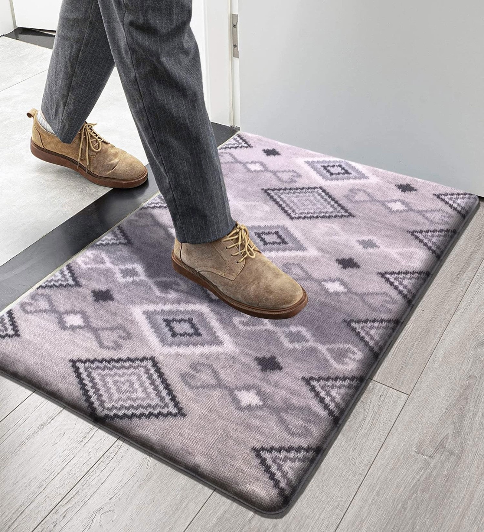Wave Grey PVC 18x30 Inches Anti Skid Door Mat