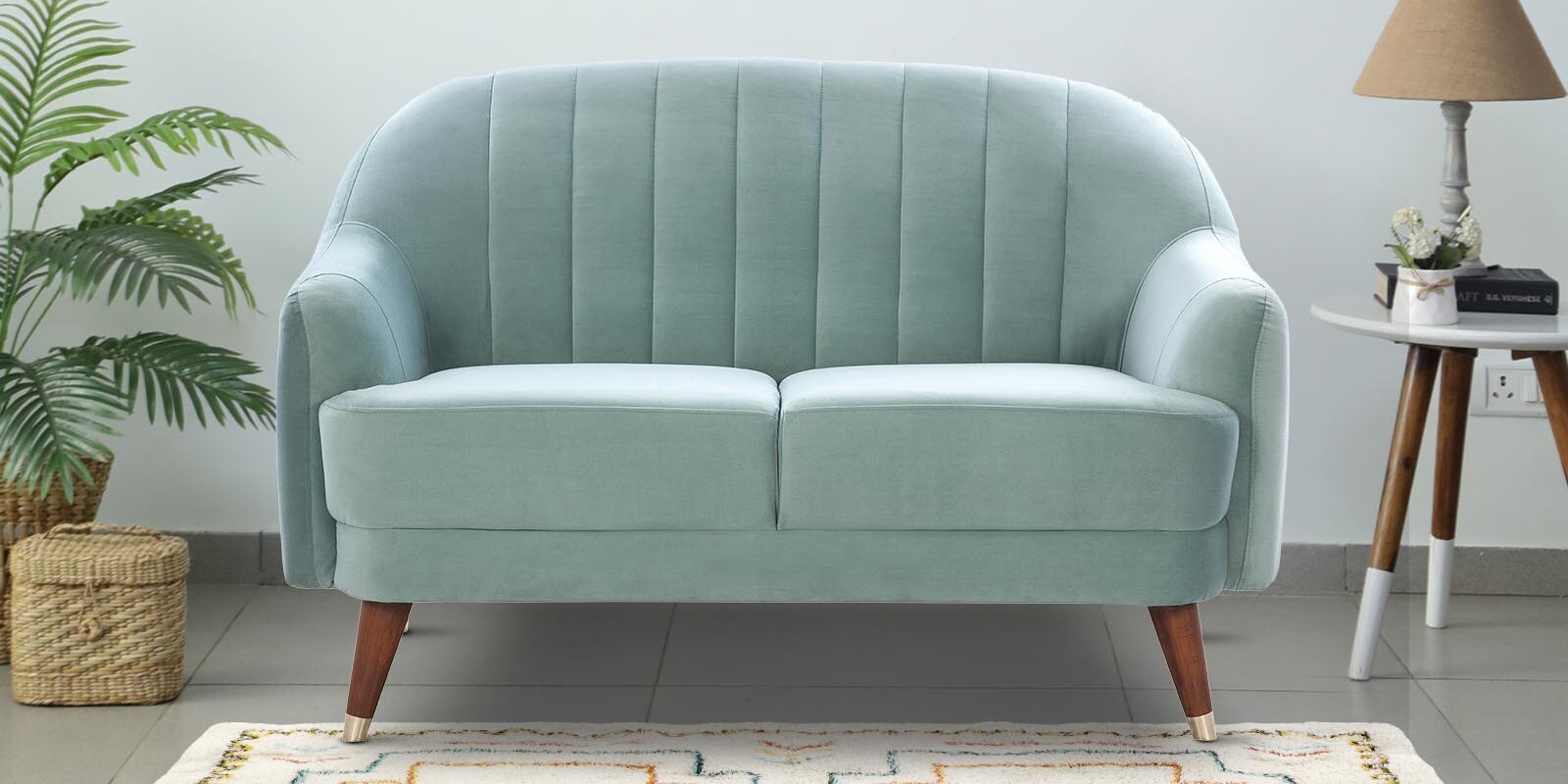 Warwick Velvet Fabric 2 Seater Sofa in Teal Green Colour
