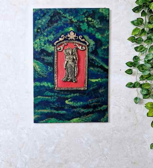 Wall Art Panel With Handmade 3D Tanjore  Design Of God Idol Shri Ram In 15 Inch 3D Marbledust Clay Work Wall Decor