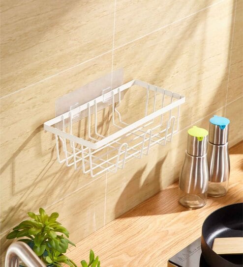 White Carbon Steel Wall Mounted Storage Shelf