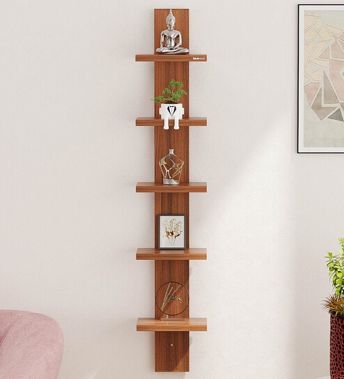 Walnut Engineered Wood Louis Floating Wall Shelf