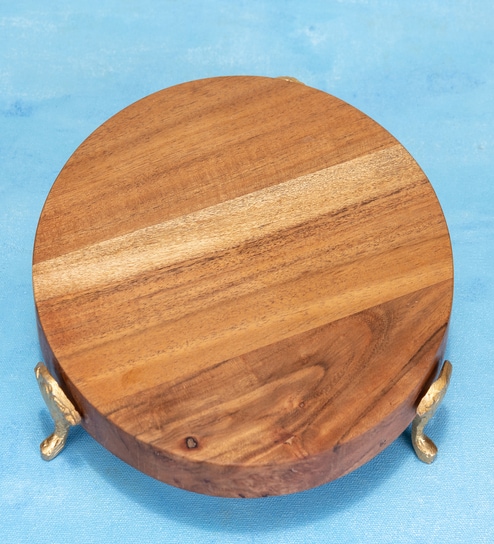 Warli Acacia Wood Riser with Metal Feet