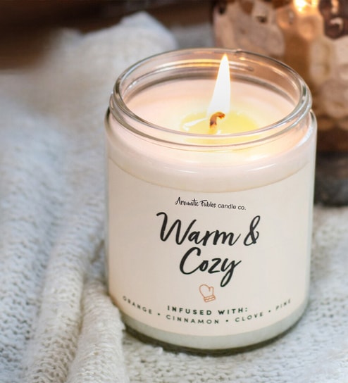 Warm Cinnamon Scented Christmas Candle in Glass Jar