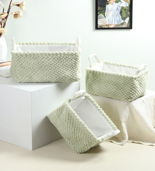 Warm Whirl Mint Green Basket Set Of 3