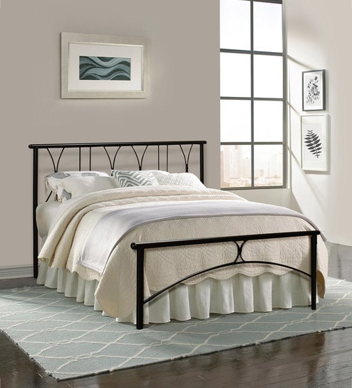 Washington Queen Size Bed In Black Finish By Furniturekraft