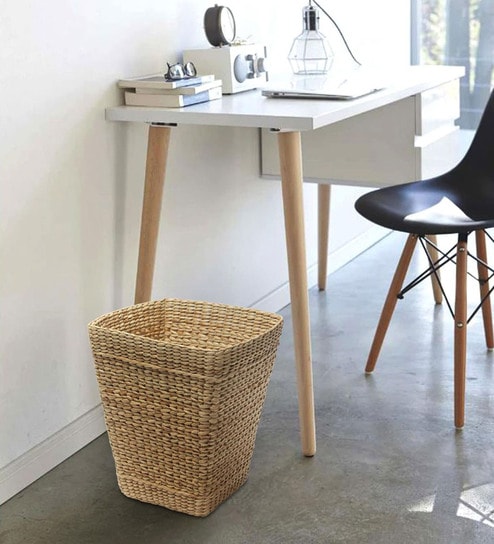 (1Pc) Beige Seagrass Handmade Eco-Friendly Dustbin - Xl
