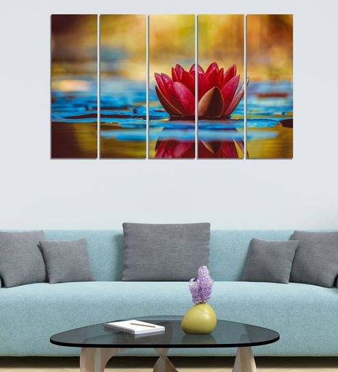 Buy Water Lily Essence Wood Framed Velvet Laminated Art Print By
