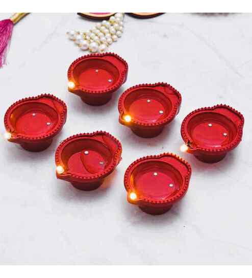 Water Sensor Led Diyas, Artificial Flameless Pani Wale Diye Candle Diya Candle  (Pack of 6)