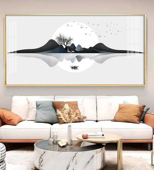 Watercolor Mountains Glass Finish Horizontal Wall Art