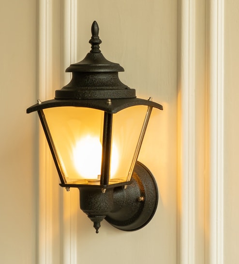 Waterproof Lantern Wall Light Matt Black Finish for Indoor and Outdoor Usage
