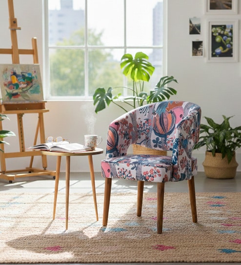 Wave Occasional Keora Fabric Lounge Chair in Yellow Color