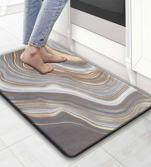 Waves Abstract Microfibre 30x18 Inches Anti Skid Door Mat