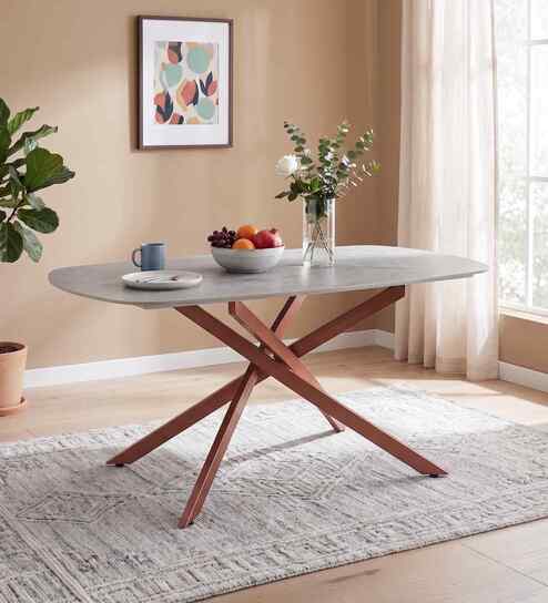 Wavynox 6 Seater Dining Table In Rose Gold finish