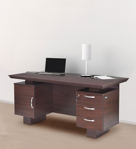 Buy Wales Office Table in Mahogany Colour by Nilkamal Online Work