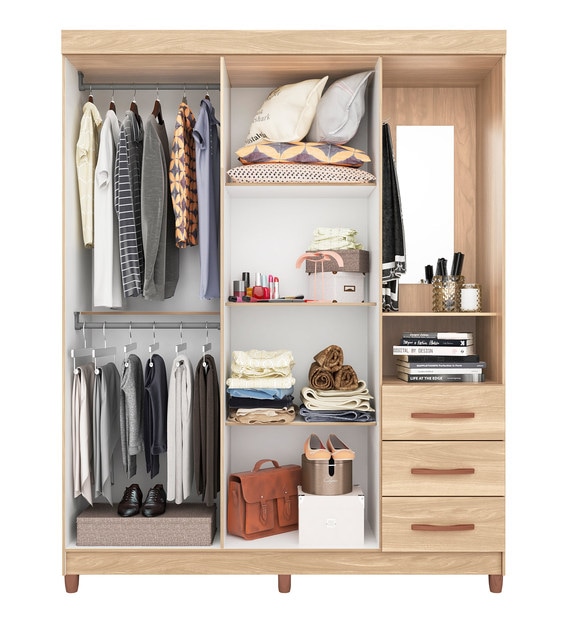 Buy Perola 4 Door Wardrobe without Mirror in Freijo & Off White Finish ...