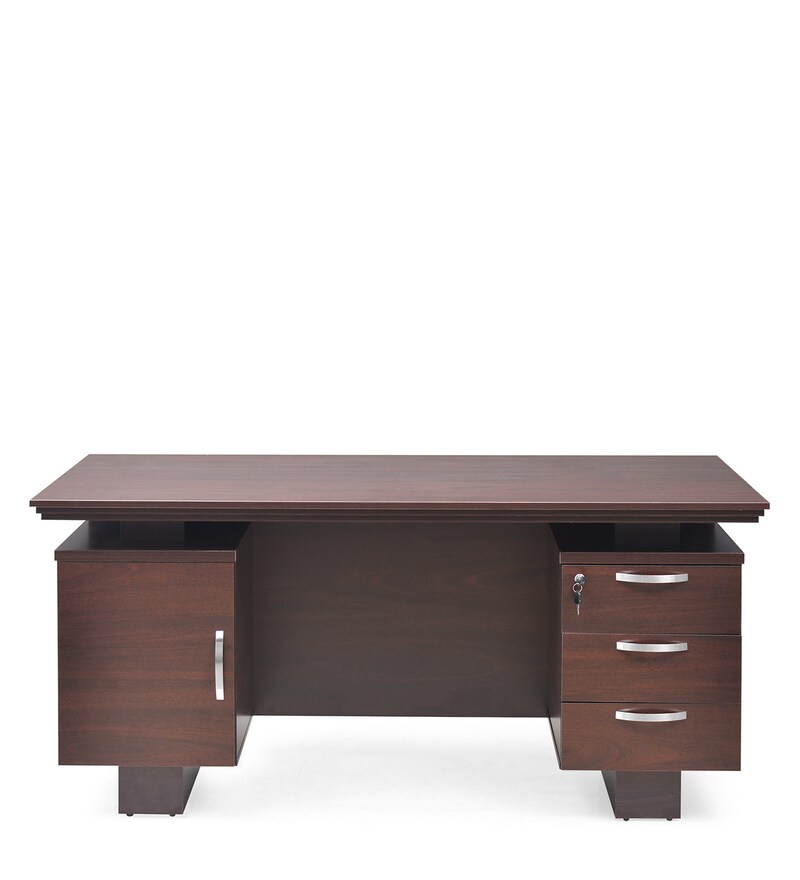 Buy Wales Office Table in Mahogany Colour by Nilkamal Online Work