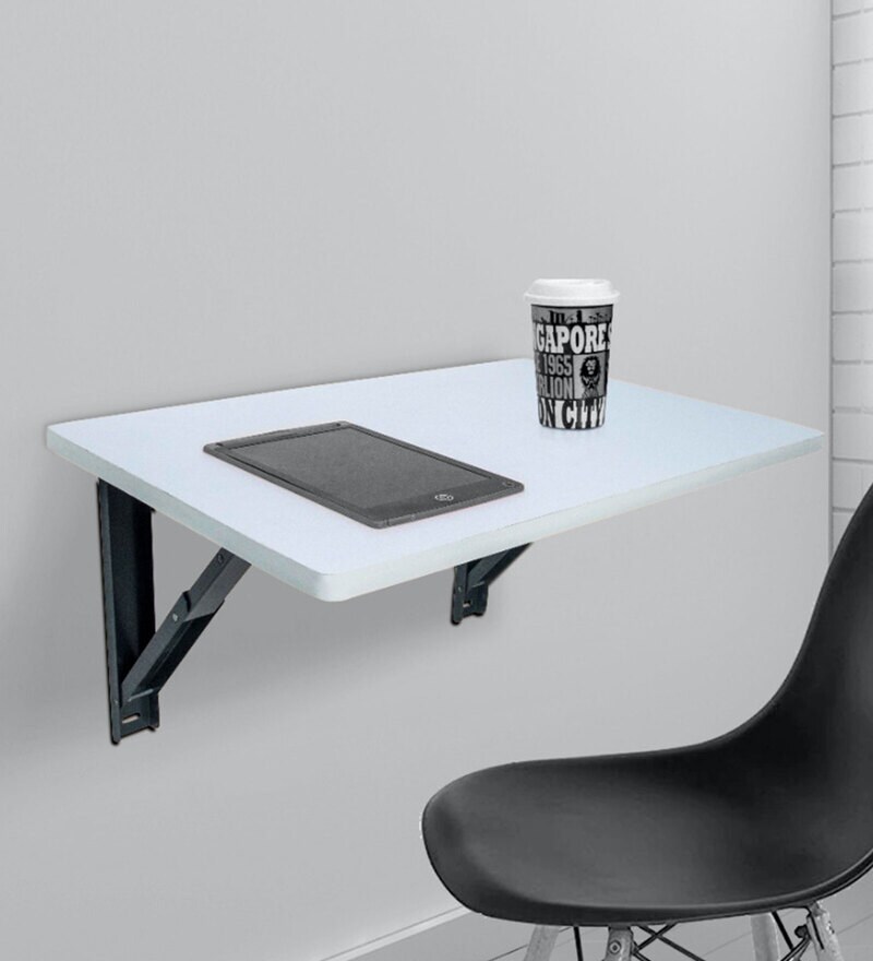 Buy Bruno Wall Mounted Table in Frosty White Finish by Muren Online