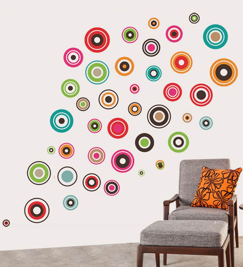 Buy WallTola Colorful Polka Motifs PVC Vinyl Wall Sticker Online