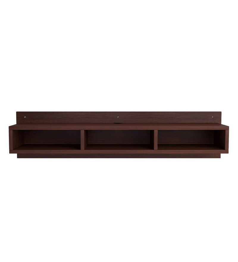 Buy Engineered Wood Wall Mounted TV Shelf in Brown Colour by Auspicious