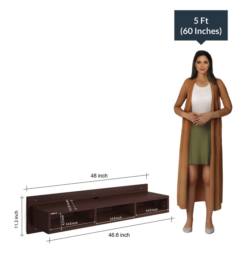 Buy Wallmounted TV Shelf in Brown Colour by Auspicious Home Online TV