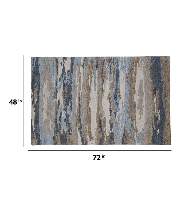 Buy Water Blue Wool Viscose Abstract 4x6 Feet HandTufted Carpet by