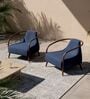 Wabi Suede Lounge Chair In Navy Blue Colour
