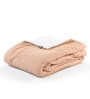 Beige Waffle Cotton Striped Queen Size Quilt