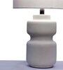 Waken Curve Ceramic Off White Table Lamp with Cotton Linen Off White Shade