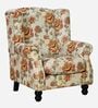 Wales Fabric Wing Chair In Floral Red Colour