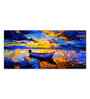 Boat Sunset Over Ocean Wall Canvas Painting