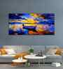 Boat Sunset Over Ocean Wall Canvas Painting