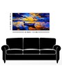 Boat Sunset Over Ocean Wall Canvas Painting