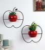 Wall Hanging Red Apple Planters Set of 2
