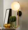 Wall Light Geometric Wall Lamp, Modern Wall Lamp with Storage Planter for Living Room Study Stairs Bedroom Lights Bedside, Round Glass, Black Gold
